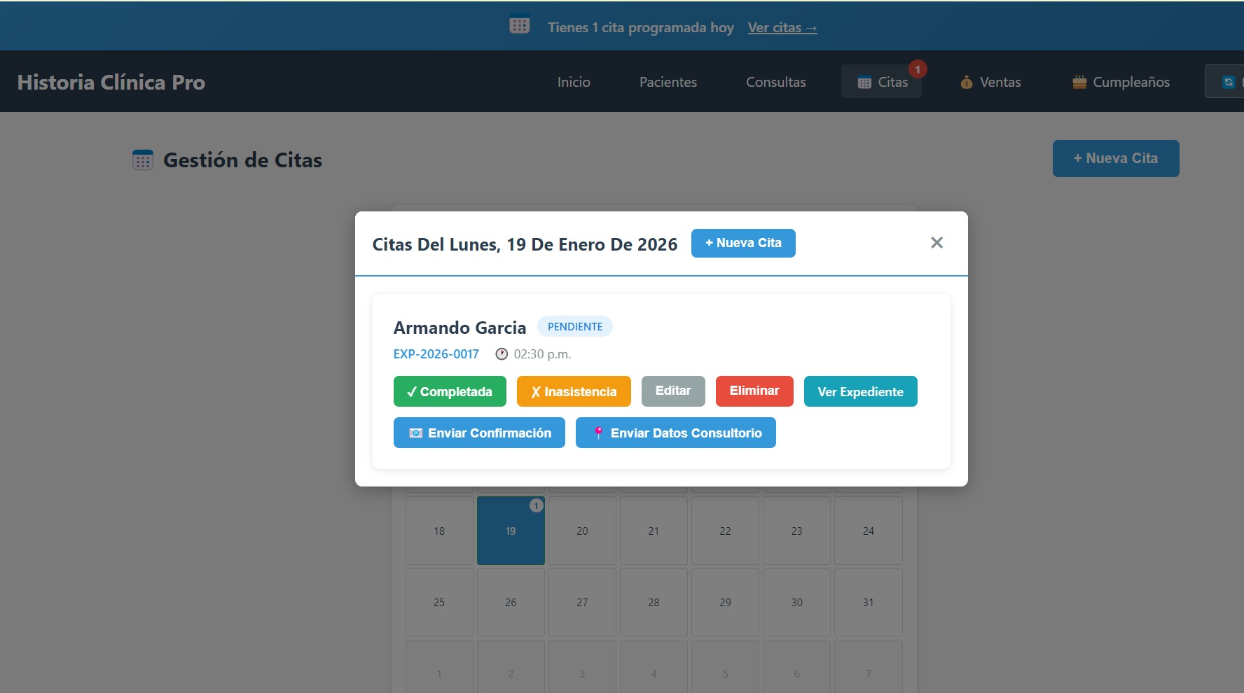 Calendario de Citas